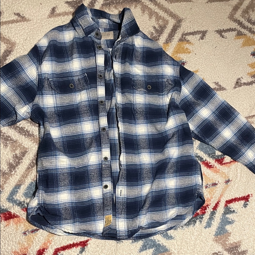 Jachs Navy and White Plaid Kids Button Down Shirt